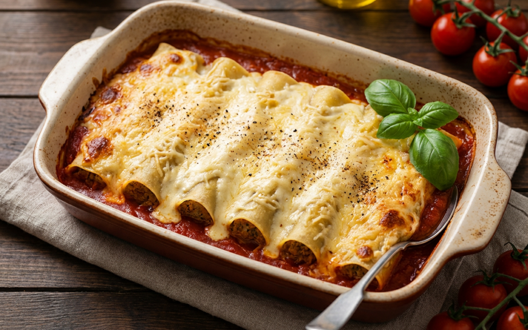 Cannelloni Bolognese in tomato sauce