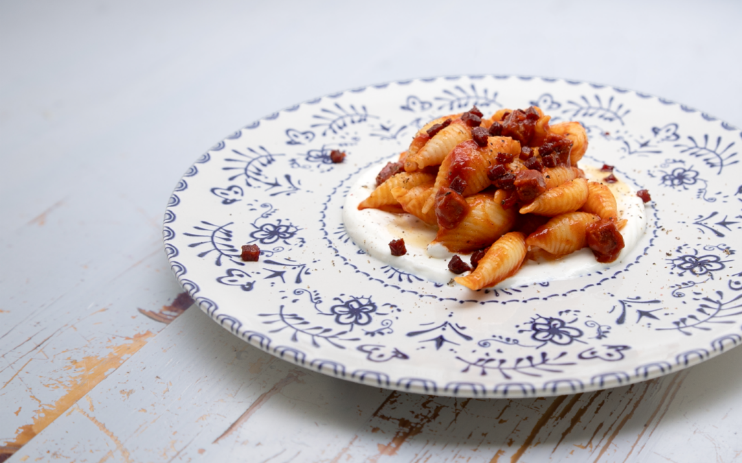 Conchiglie with fried chorizo