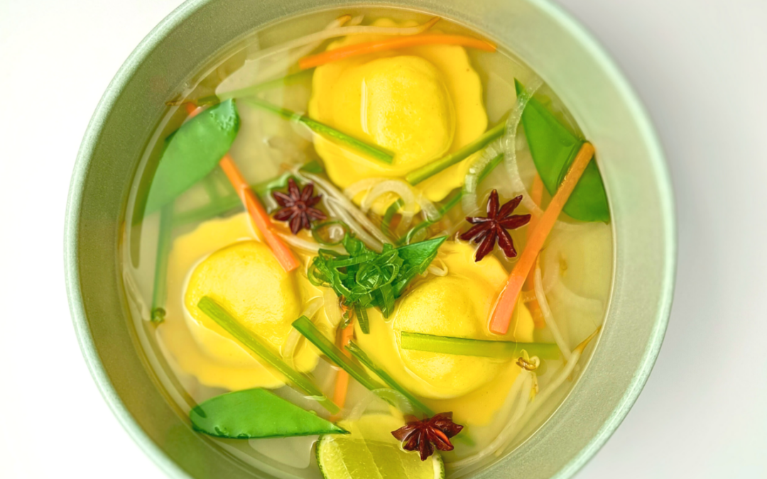 Fiori Scampi au bouillon asiatique