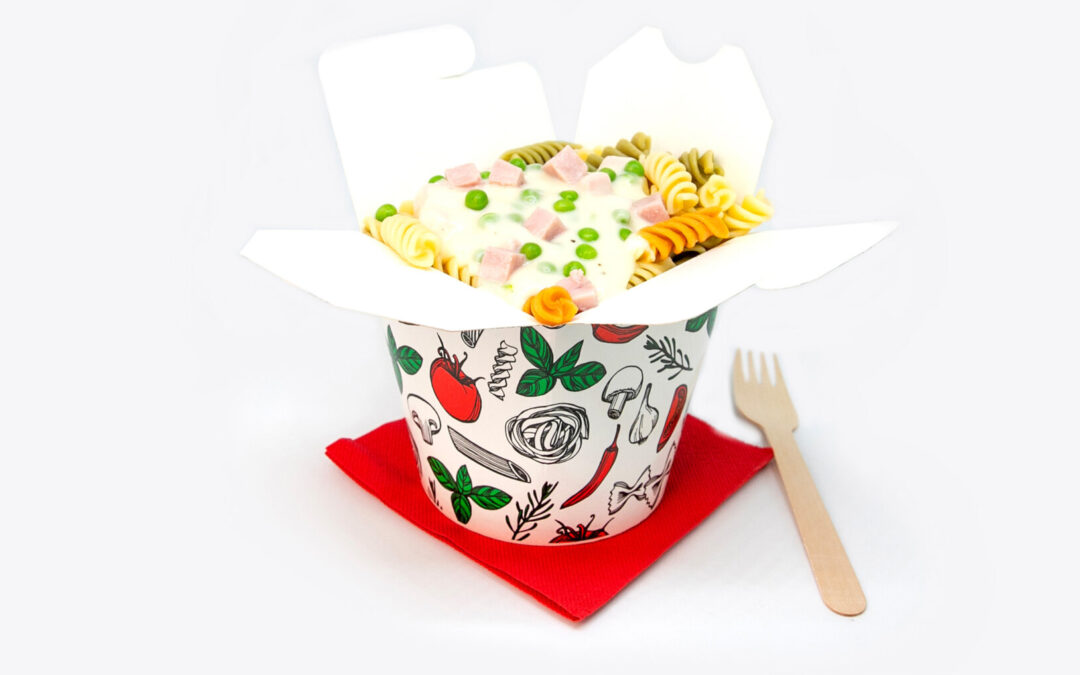 Fusilli Tricolore with ham, cheese and peas