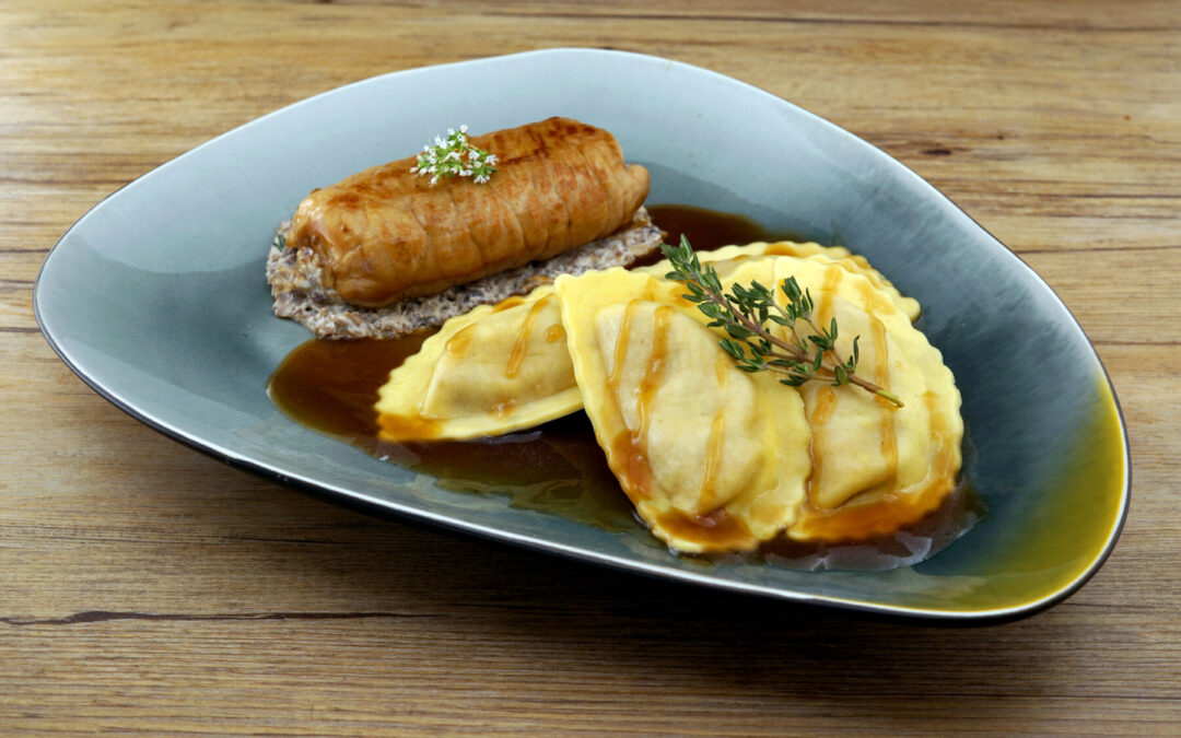 Ballotine de veau et Mezzalune Vitello au jus de thym