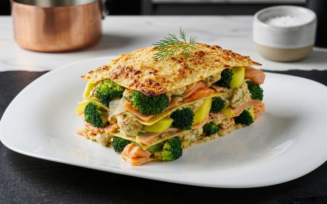 Lasagna verde con salmone