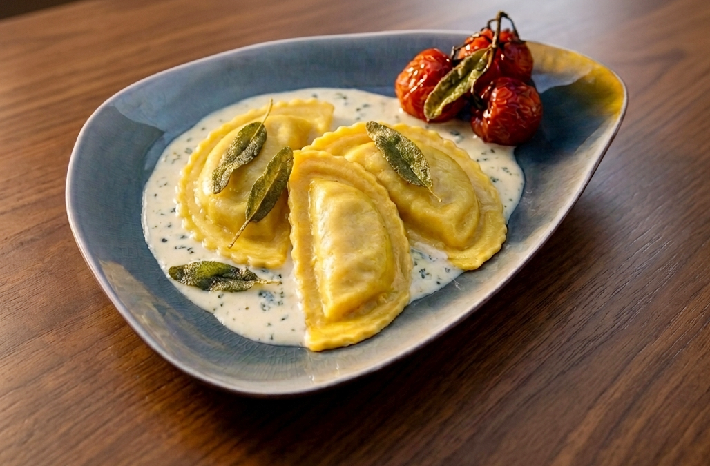 Mezzalune Quattro Formaggio à la crème de Roquefort