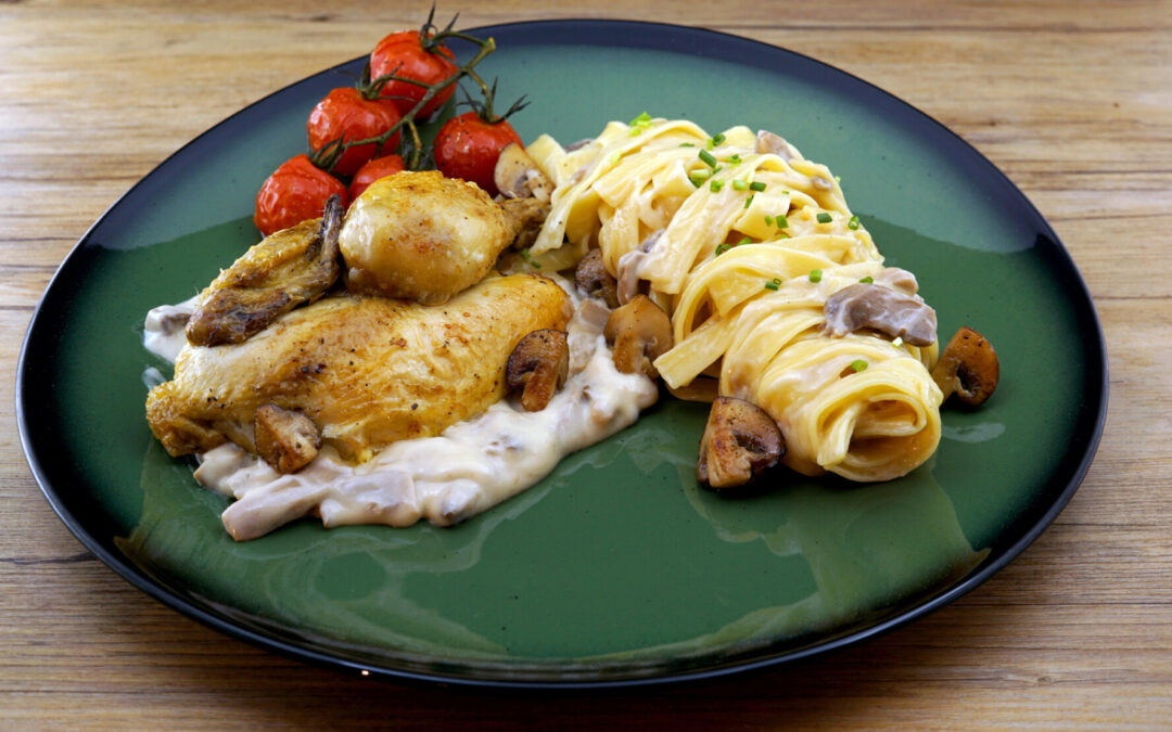 Coquelet et tagliatelli arciduca