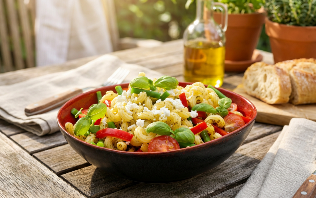 Serpentini salad with pesto
