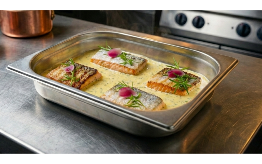 Zalm met béarnaisesaus, dragon en rode uienpickles